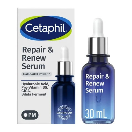 CETAPHIL Repair & Renew PM Face Serum for Stressed Sensitive Skin, Hyaluronic Acid and Powerful Anxtioxidants, 1 fl oz | Walmart (US)
