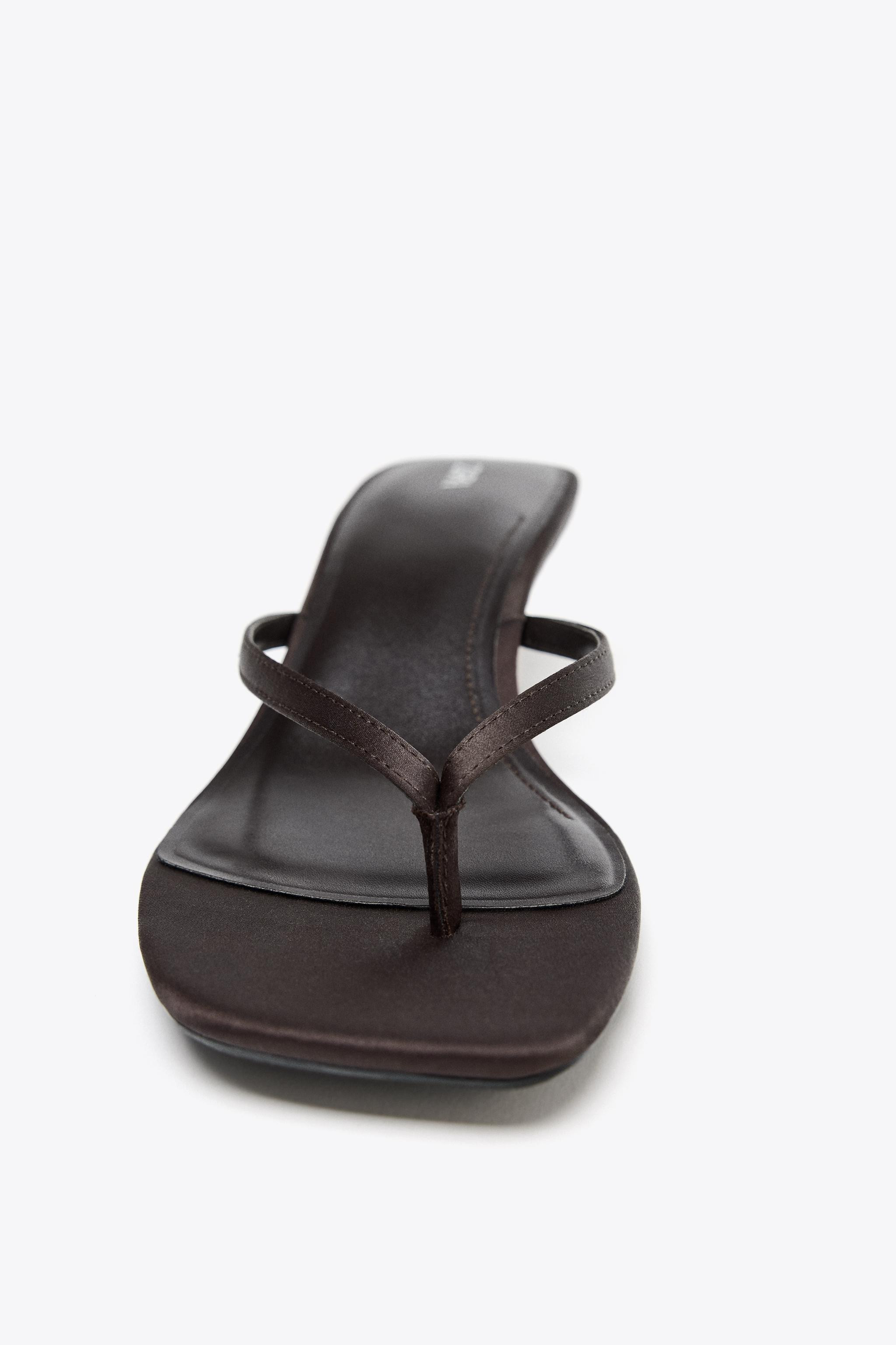 SATIN KITTEN-HEEL SANDALS | Zara UK