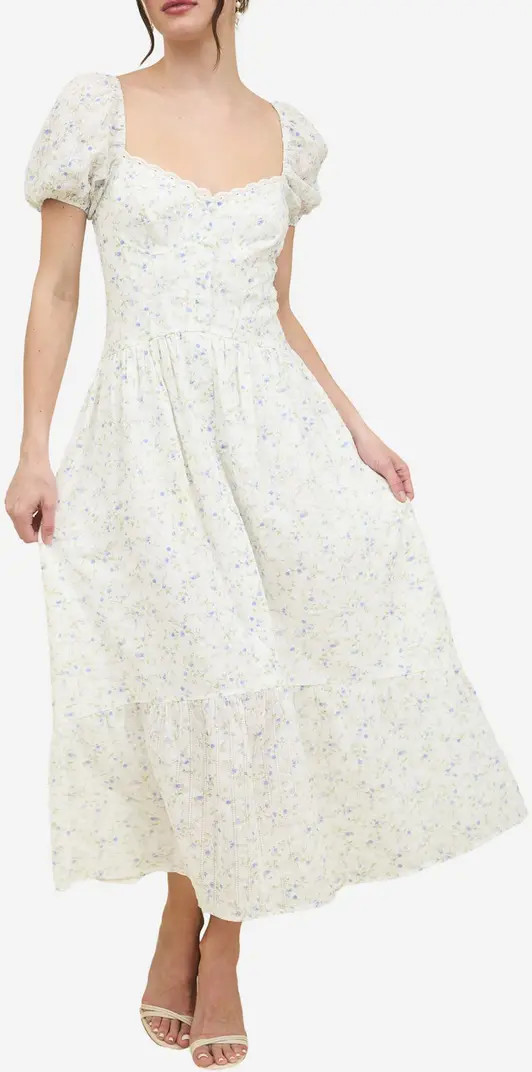 Floral Sweetheart Short Sleeve A-Line Maxi Dress | Nordstrom Rack