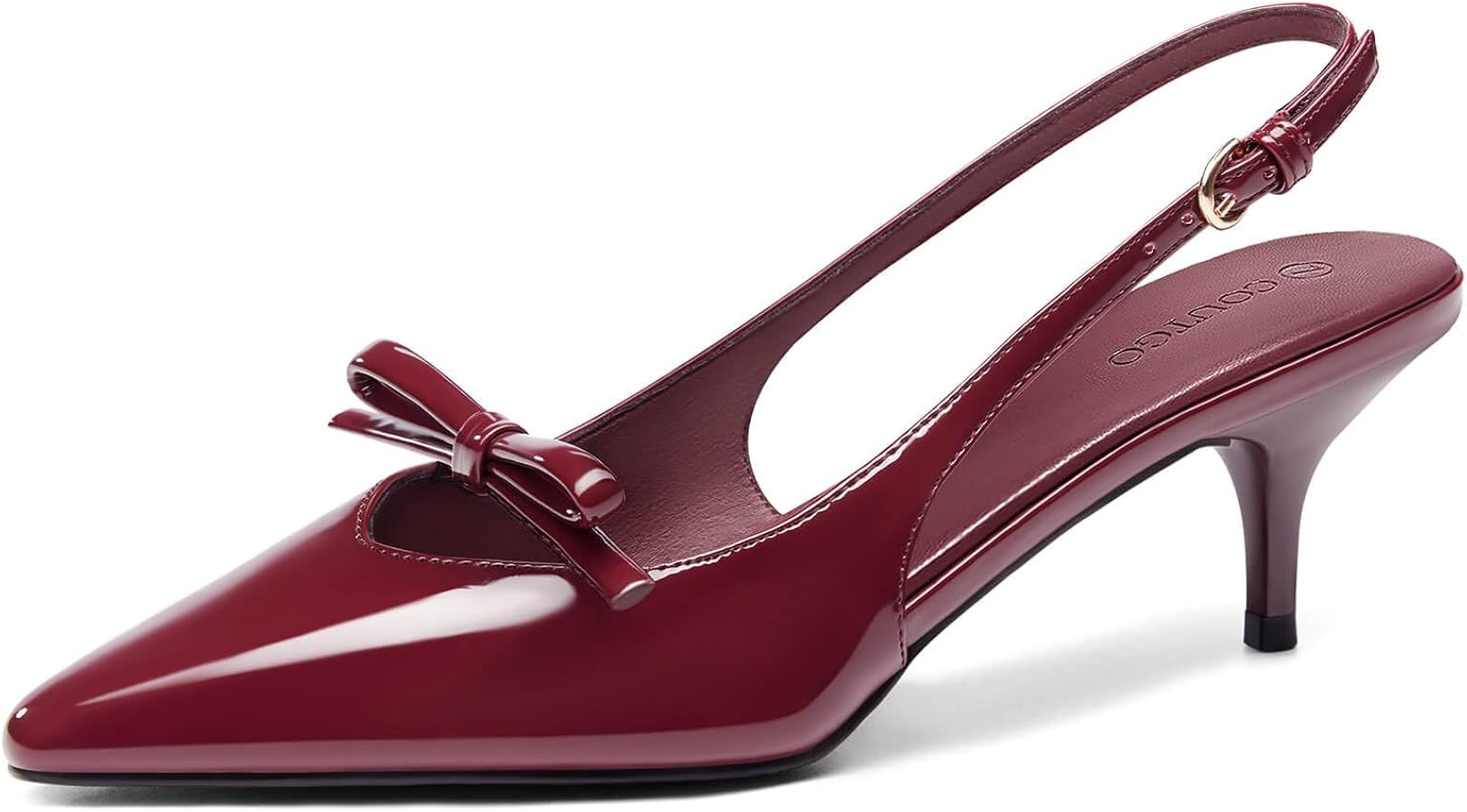 Coutgo Womens Bow Slingback Heels Low Kitten Heel Pumps Closed Pointed Toe Party Wedding Dress Sh... | Amazon (US)