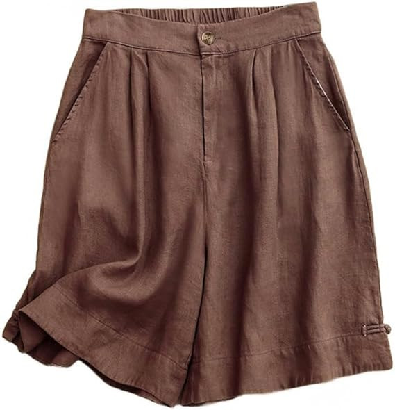 Kinghua Womens Wide Leg Linen Shorts Summer Casual Loose Pleated Elastic High Waisted Bermuda Sho... | Amazon (US)