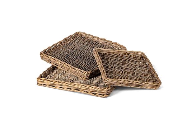 The Gerson Company Assorted Size Willow Trays (Set of 3) | Ashley Homestore