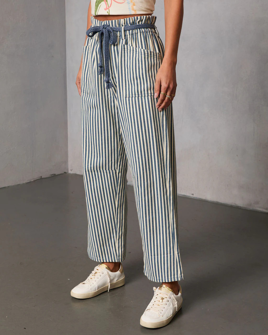 Duah Rigid Straight Leg Pinstripe Waist Tie Jeans | VICI