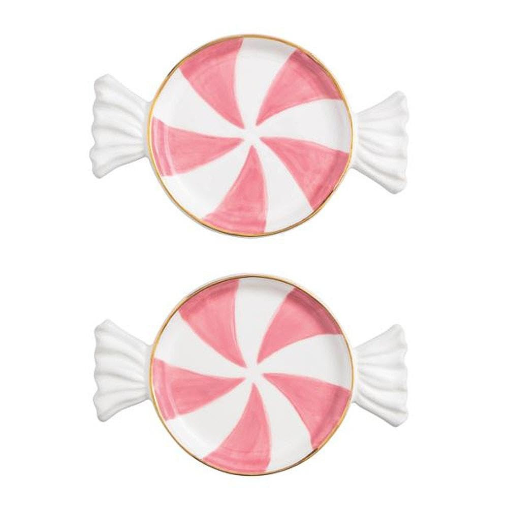 Mud Pie Christmas Pink Peppermint Tidbit Plate | Amazon (US)