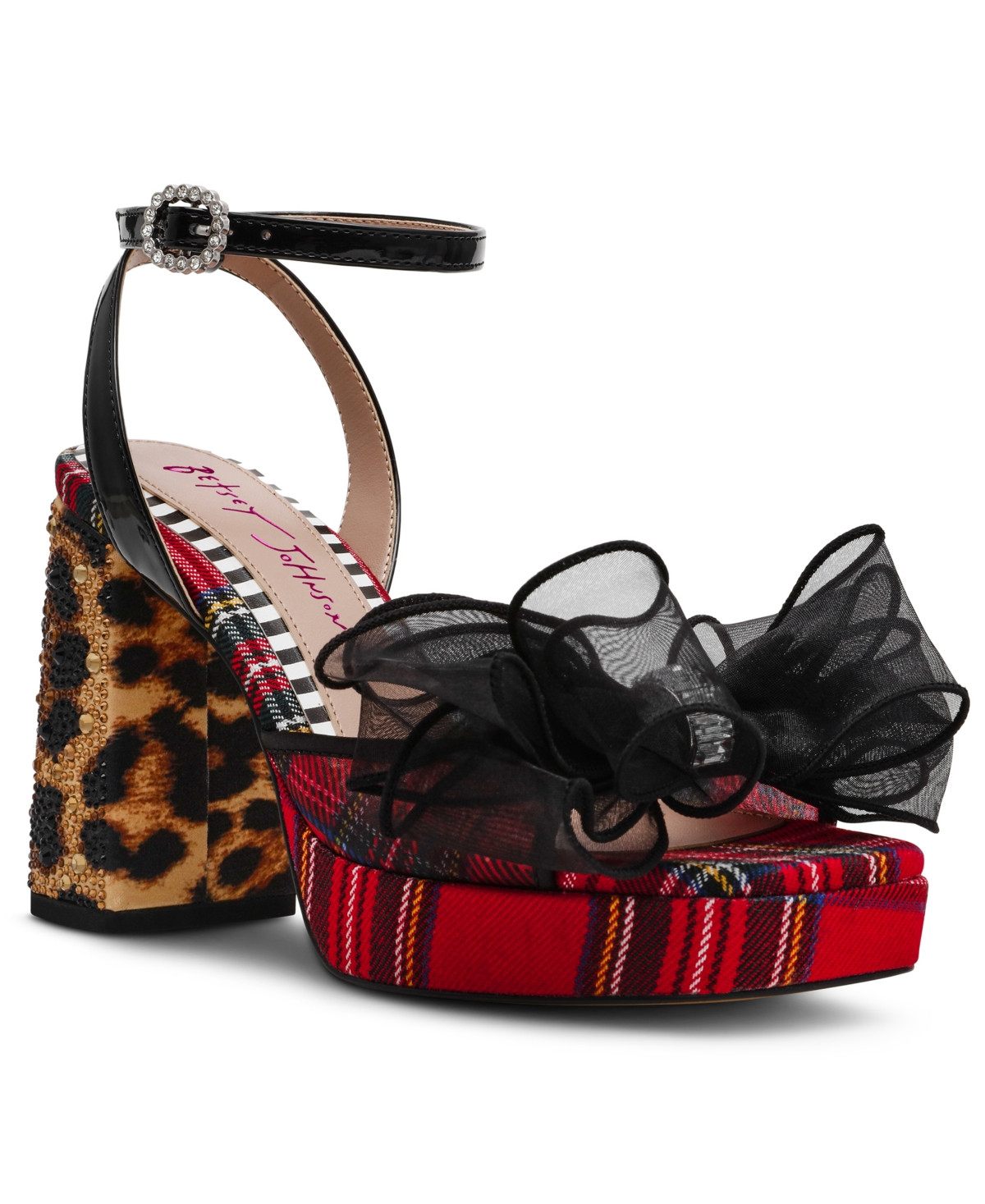 Betsey Johnson Women's Palloma Platform Bow Dress Sandals - Red Plaid Multi | Macy's