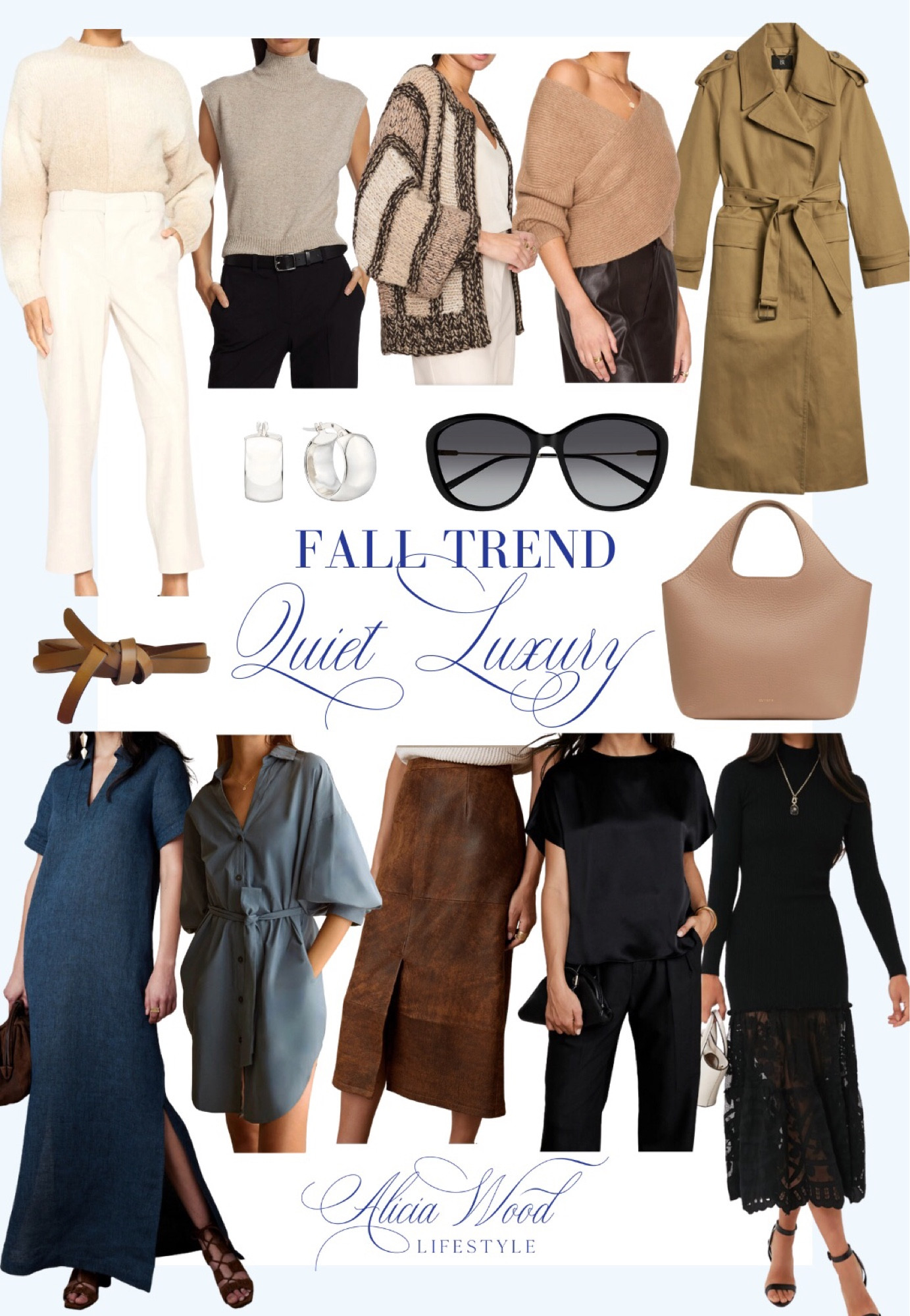 Fall Trend: Quiet Luxury 

Chic pants, sweaters, tops, mini dresses, midi dresses, trench coats, cardigans, skirts, totes, handbags, jewelry, sunglasses, belts, accessories and more!

#LTKstyletip #LTKover40 #LTKSeasonal