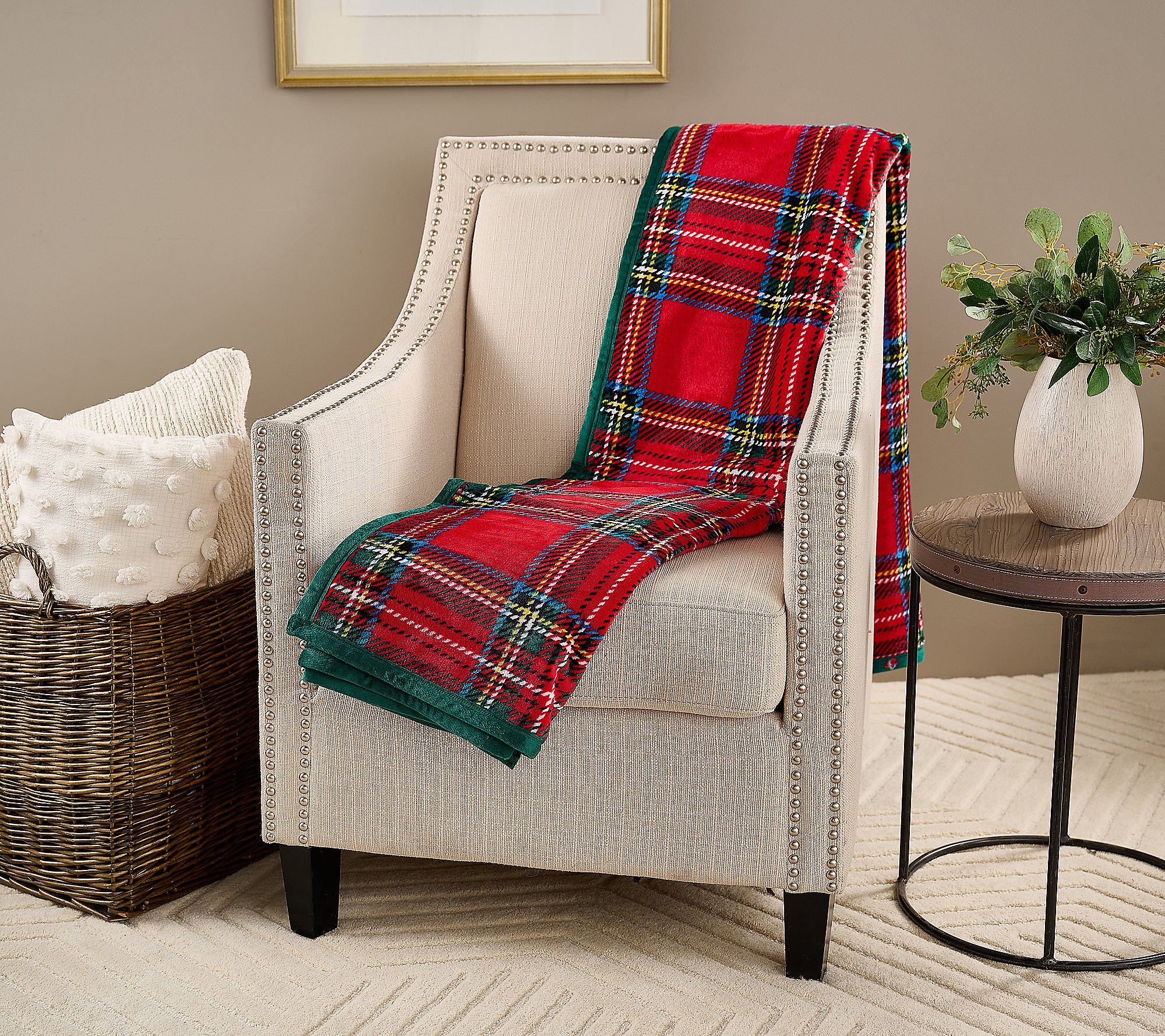 Home Reflections Reversible Plush Oversized 60"" x 80"" Throw | QVC