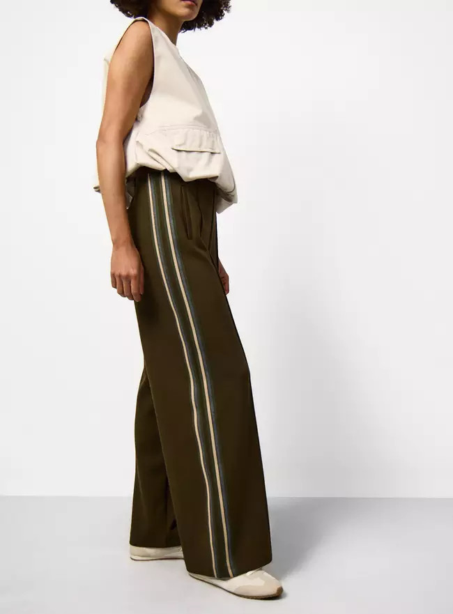 Buy Navy Side Stripe Wide Leg Trousers 20 | Loungewear | Tu | Tu Clothing