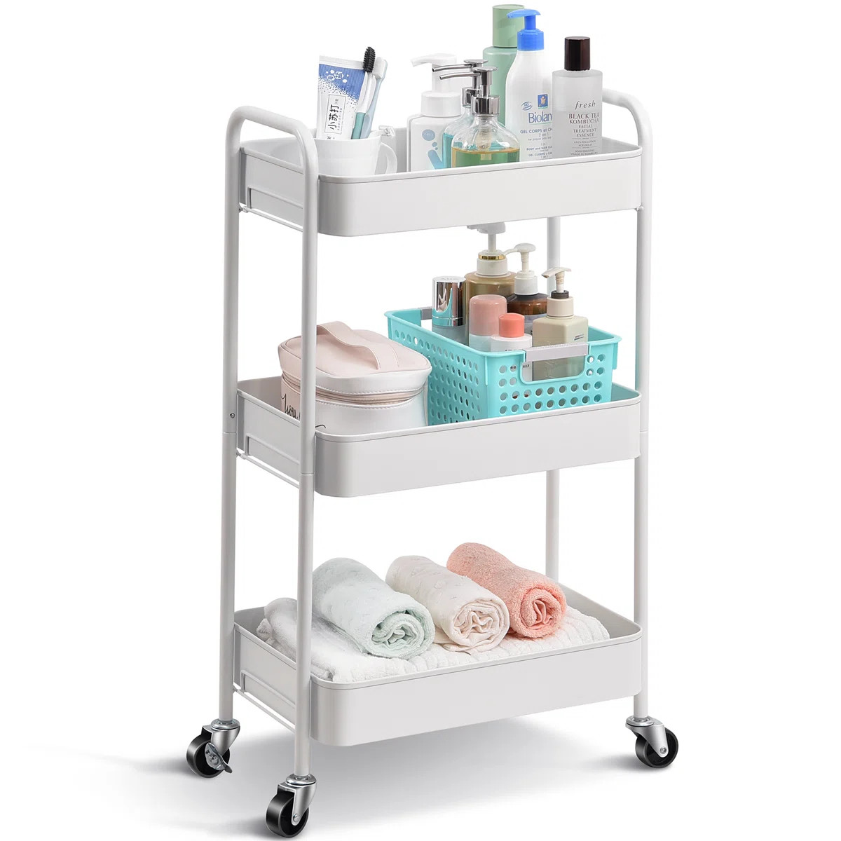 3-tier rolling cart, no screw metal utility cart, easy assemble utility serving cart, sturdy stor... | Wayfair North America