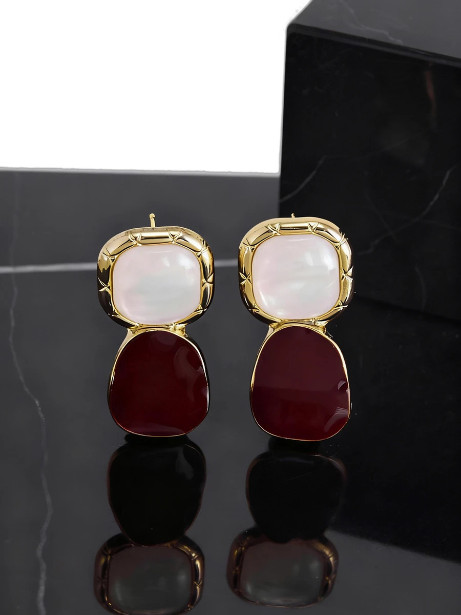 CHICVUE 1pair Fashionable Zinc Alloy Square Drop Earrings For Women For Daily Decoration Gifts | SHEIN