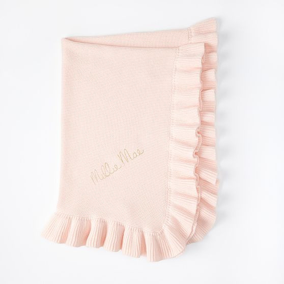 Ruffle Knit Cotton Baby Blanket | Mark and Graham