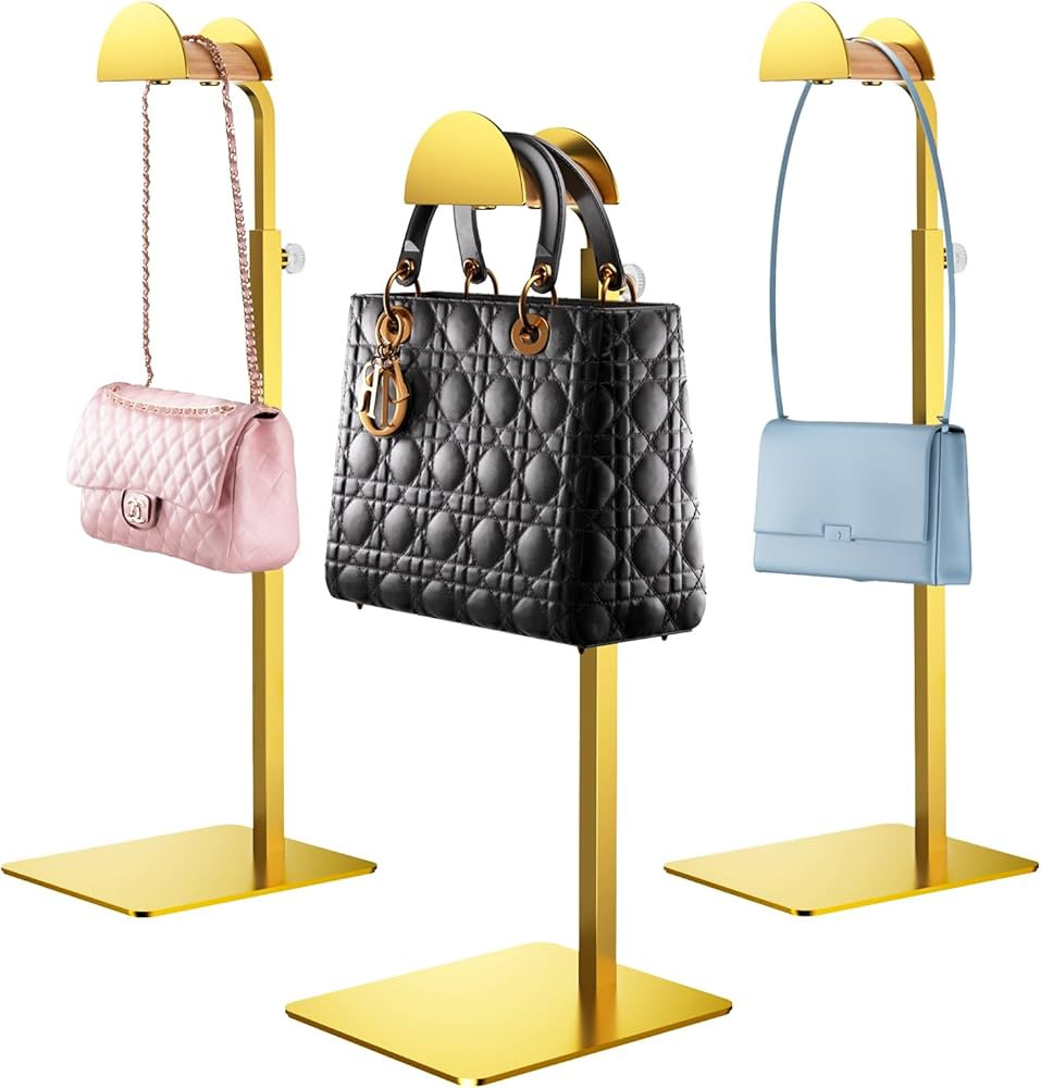 3 Pack Purse Display Stand, Adjustable Height Handbag Display Holder, Stainless Steel Bag Hanger ... | Amazon (US)