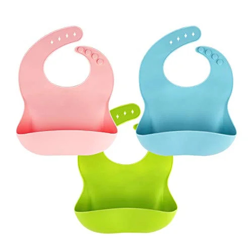3 Pack Silicone Baby Bib for Babies & Toddlers (6-72 Months), Waterproof, BPA Free, Green Pink an... | Walmart (US)