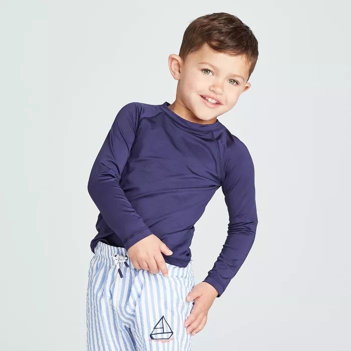 Toddler Boys' Raglan Long Sleeve Rash Guard - Cat & Jack™ Navy | Target