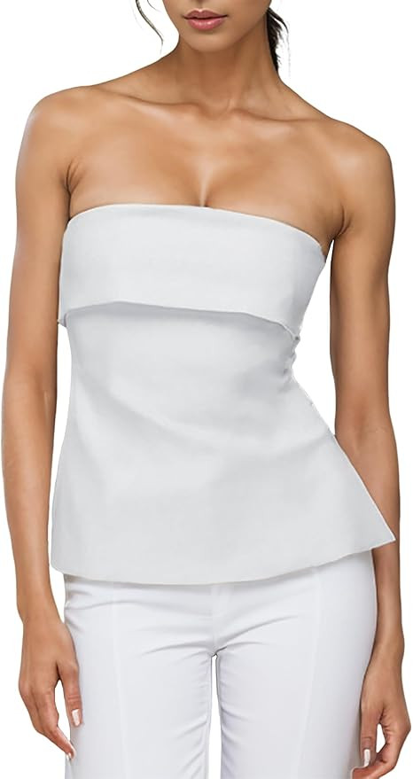 Strapless Tube Tops for Women Backless Going Out Bandeau Top Sexy Trendy Off Shoulder Side Split ... | Amazon (CA)