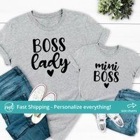 Boss Lady Mini Mom & Daughter Shirts, & Baby Matching, Mommy Me Outfits, Matching Mother | Etsy (US)