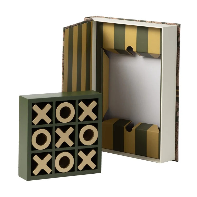 Home Decor Collection Sterling & Noble Home Green Floral Tic Tac Toe Game Set Book | Walmart (US)