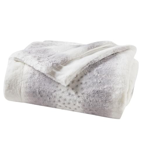 Fawn Faux Fur Throw Blanket - Ultra-Soft, Reversible, Fuzzy Animal Print White/Grey Faux Fur - Luxury, Decorative 50" x 60" Throw Blanket for Couch, Chair, or Bed (White/Grey Fawn) | Amazon (US)
