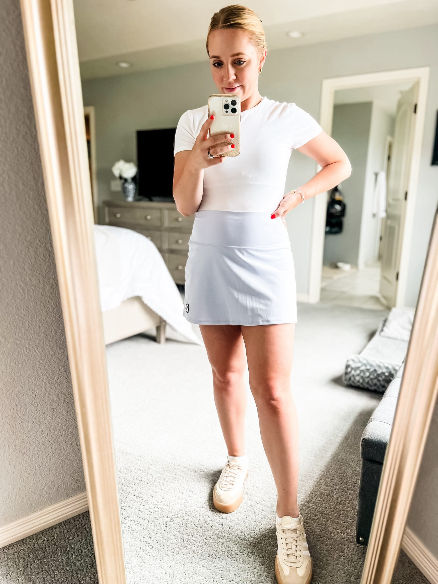 New favorite tennis skirt! Love the soft purple color. Fits tts. T-shirt is fitted and you’re between sizes, I recommend a size up. Skirt and t shirt under $100. 

Summer outfit. Tennis skirt. Athletic skirt. Athleisure. Casual outfit. Mom outfit. Workout skirt. Preppy outfit. 

#LTKFindsUnder100 #LTKFitness #LTKSaleAlert