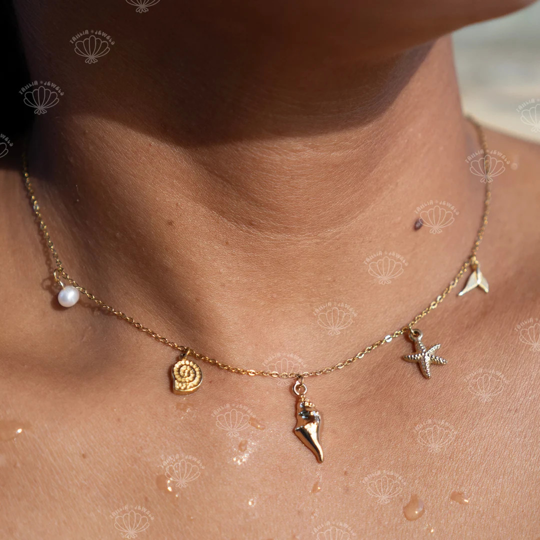 Mermaid Birthstone Necklace, 40+5cm Length, Beach Jewelry, Stainless Steel Gold Plated, Personali... | Etsy (US)