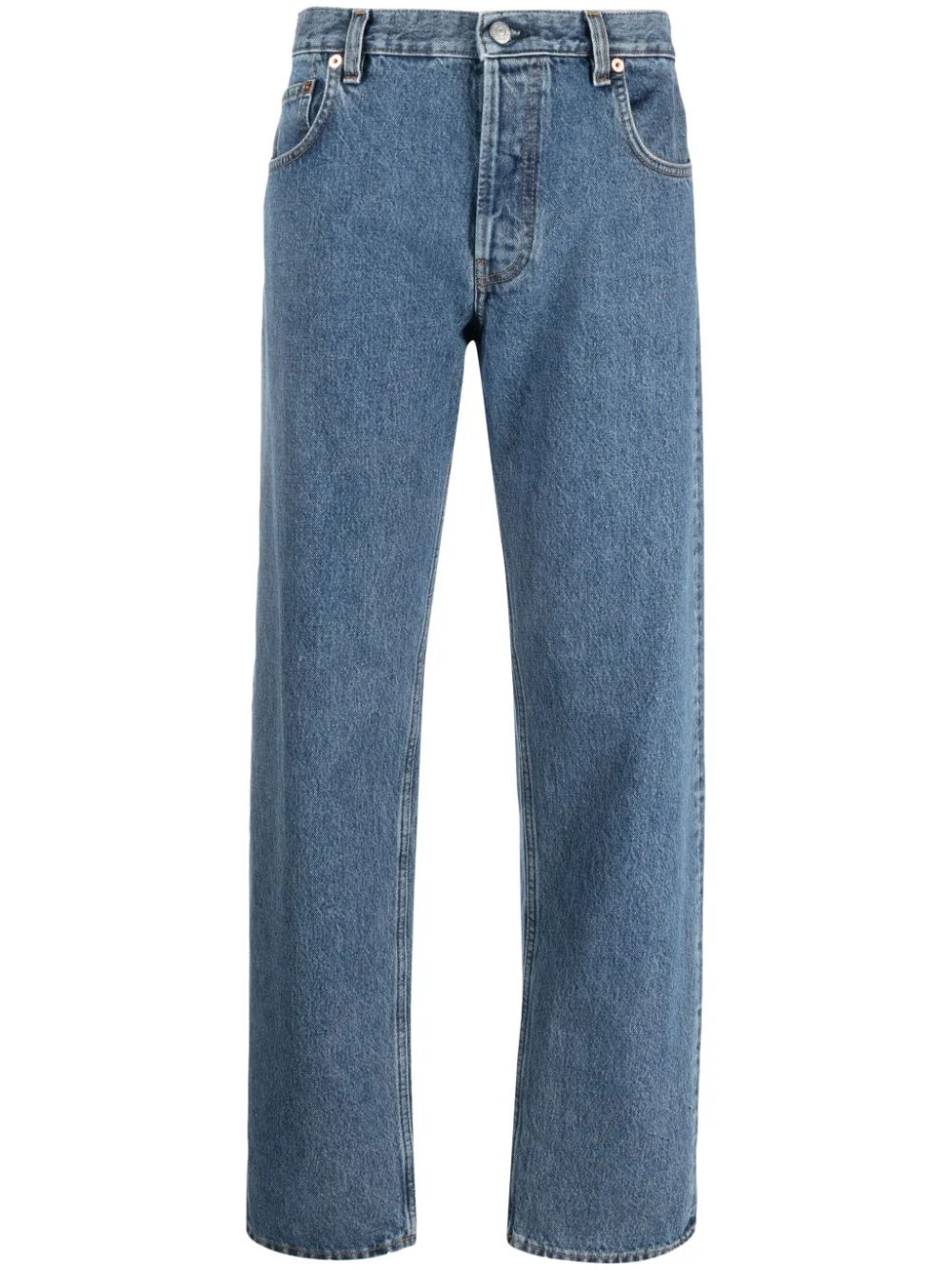 Sporty & Rich logo-patch straight-leg jeans - Blue | Farfetch Global