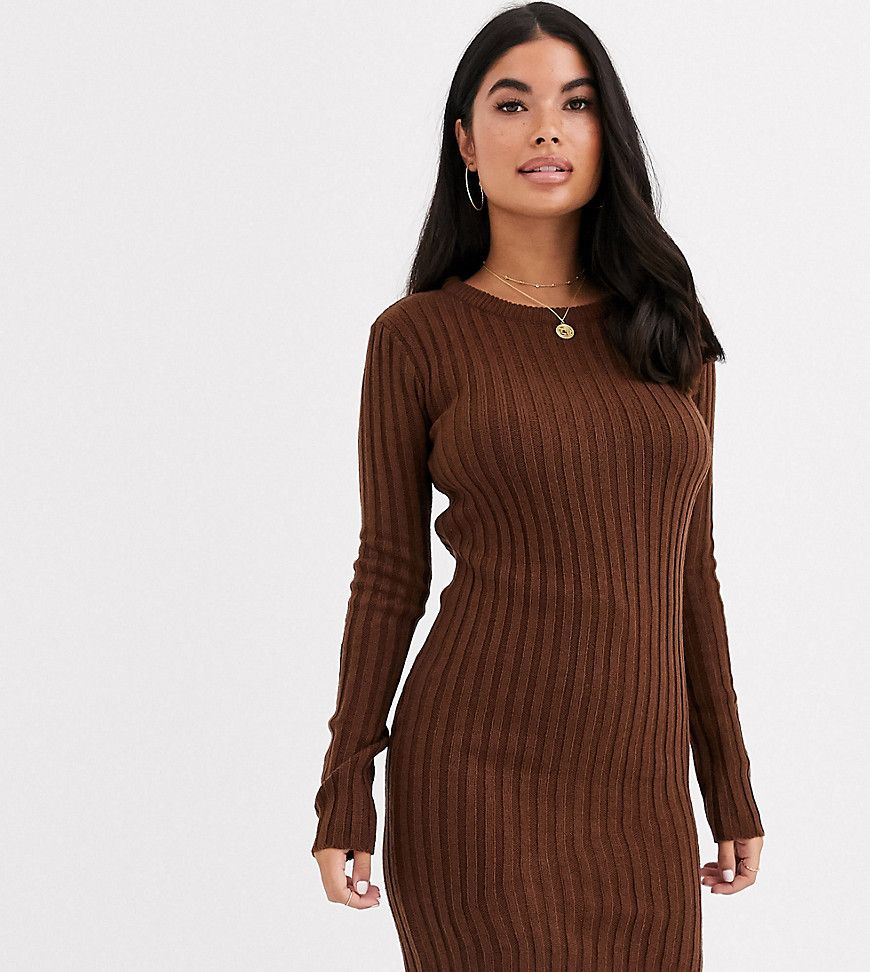 Brave Soul Petite mando sweater dress in brown | ASOS (Global)