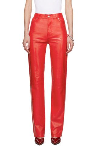 LU'U DAN - Red Straight Leg Leather Pants | SSENSE