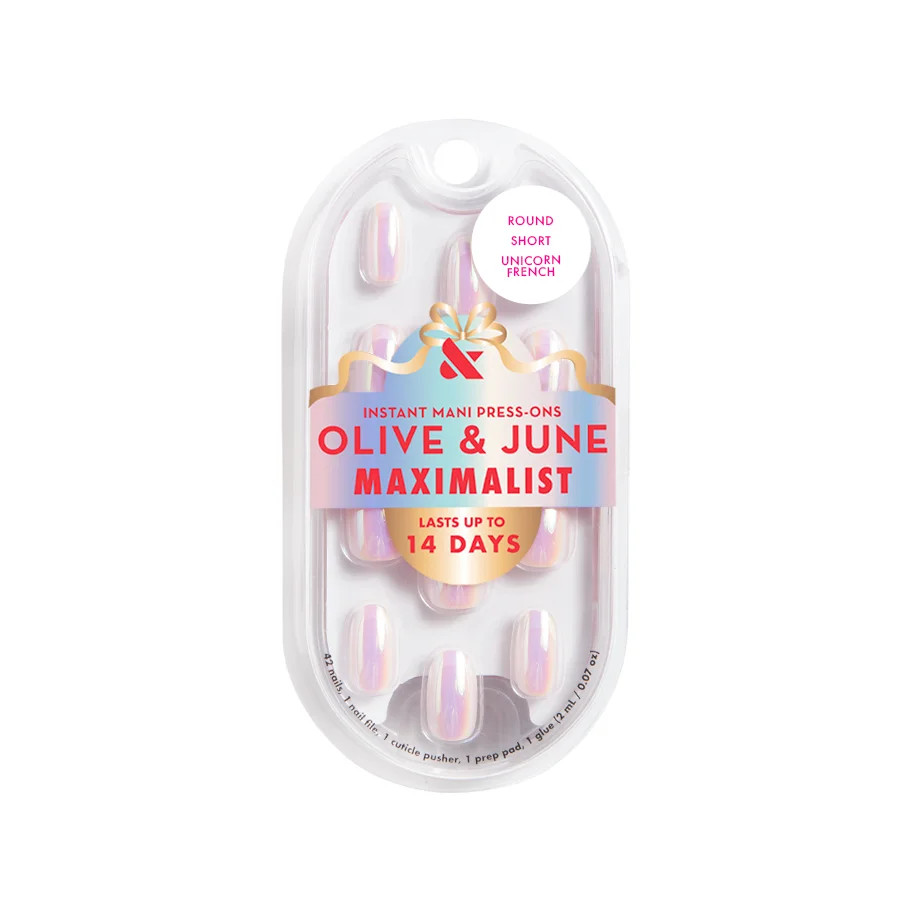 Olive & June Press On Maximalist Unicorn French Maxi, Short, Round | Walmart (US)