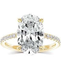 3.5ct Solitaire Oval Engagement Ring for Women,14K Gold Plated 925 Sterling Silver Cubic Zirconia... | Amazon (US)
