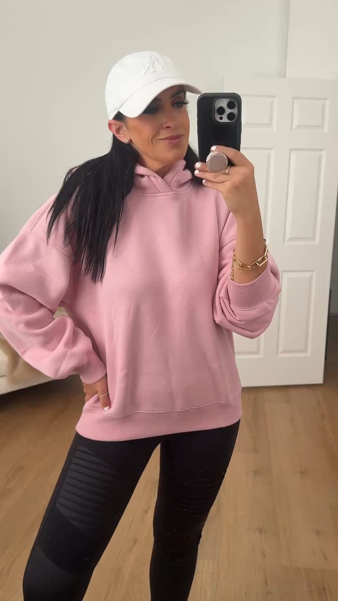 Alo Yoga Moto Leggings. Abercombie Sunday Hoodie wearing size medium $52 originally $70. 