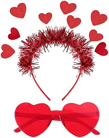 FRCOLOR Valentines Day Heart Headband Sequins Heart Headband Heart Shape Decor Headband and Heart Sh | Amazon (US)