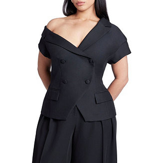 Women's Plus Size Asym Neckline Short Sleeve Blazer | Macy's