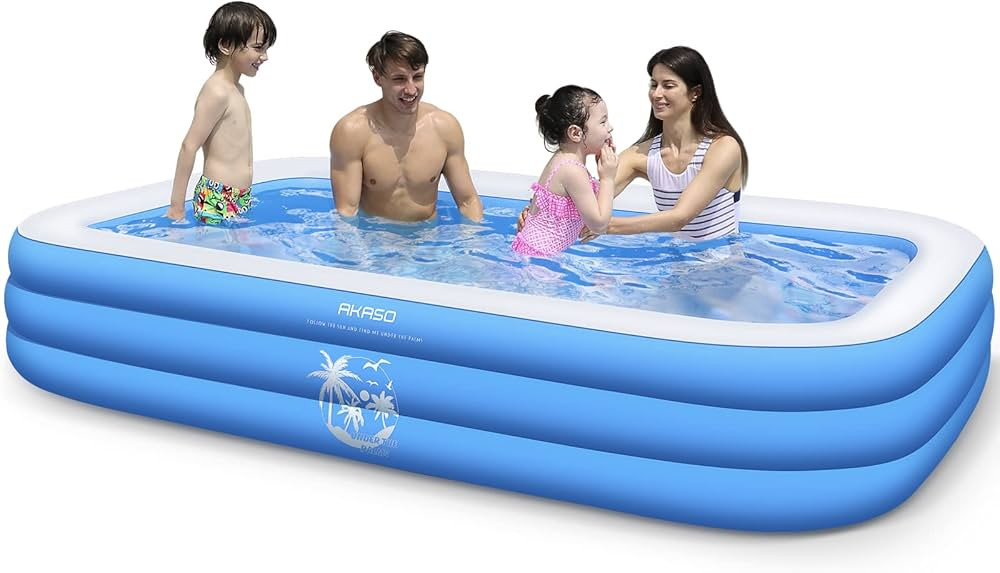 AKASO Inflatable Swimming Pools, 118" X 71" X 22" Blow Up Swimming Pools for Kids, Adults, Childr... | Amazon (US)