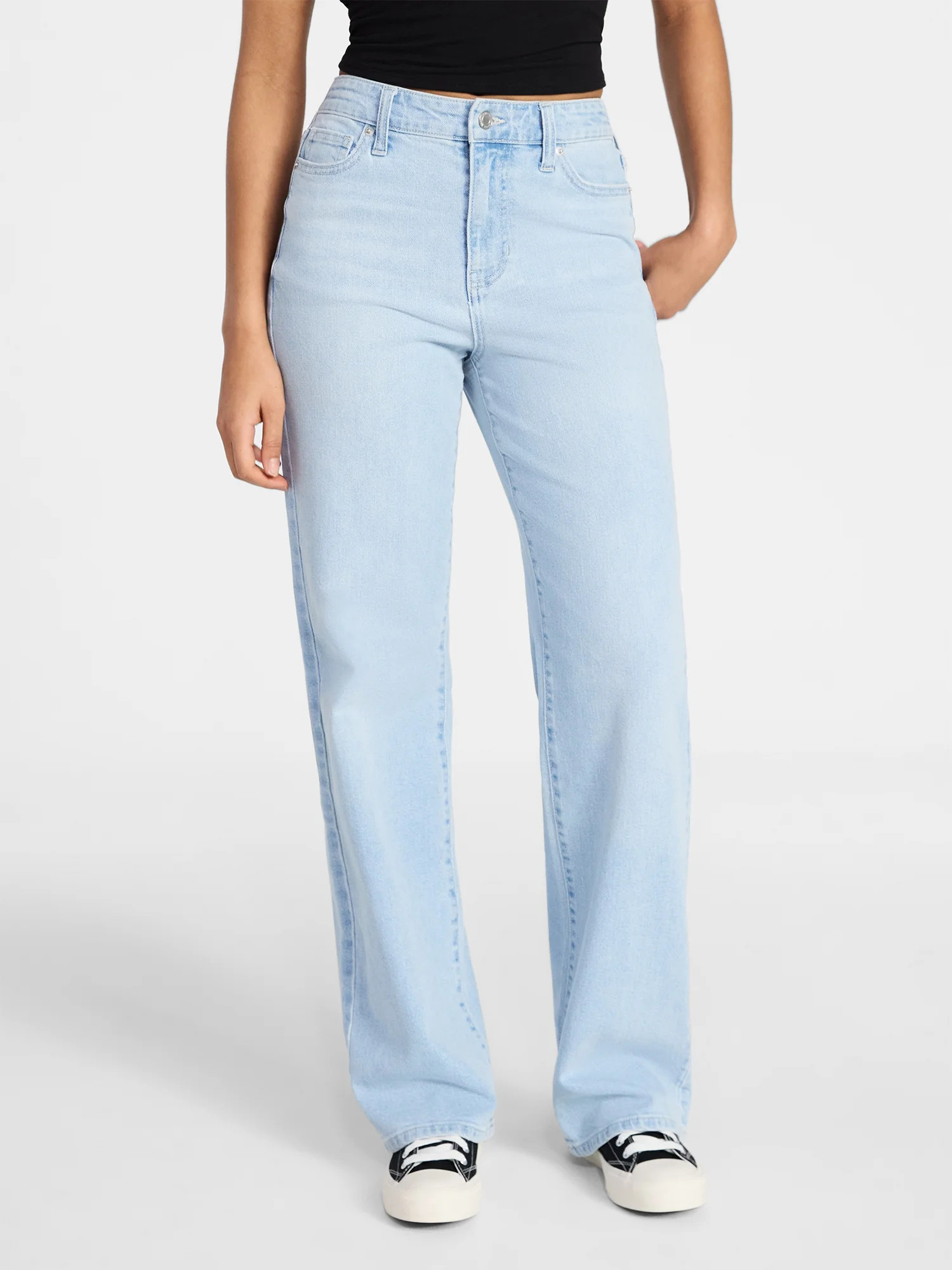 No Boundaries High Rise Baggy Wide Leg Jeans, 32" Inseam, Women's and Women's Plus Sizes XXS-4X | Walmart (US)