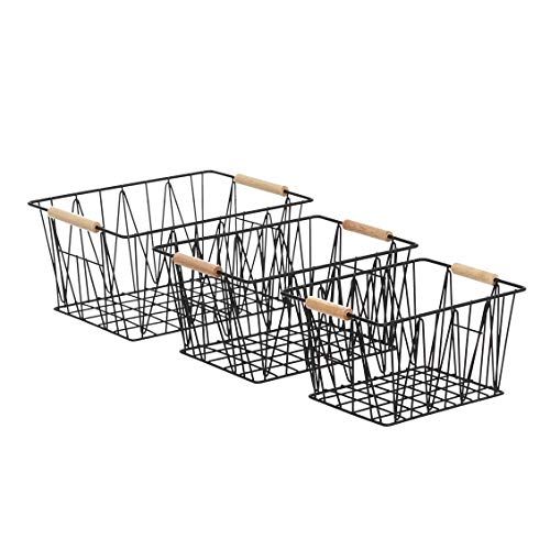 Amazon Basics Wire Storage Baskets - Set of 3, Black | Amazon (US)