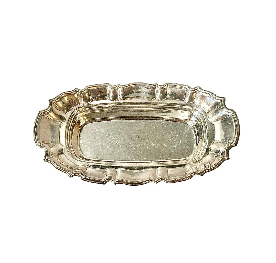 Vintage French Silverplate Tray, Scalloped Edge Ornate Serving Dish, Antique French Silver Plated... | Etsy (US)