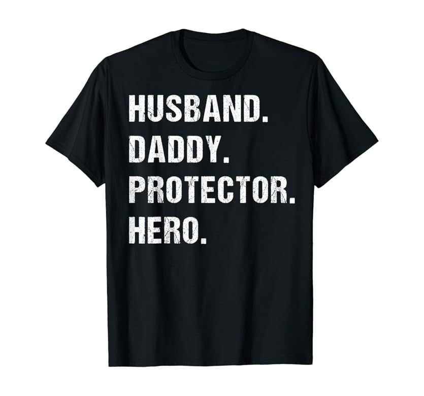 Husband Daddy Protector Hero Fathers Day Gift For Dad Wife T-Shirt | Amazon (US)