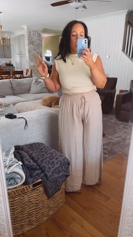 Casual summer outfit with linen pants size XL and Abercrombie too size large 

Midsize spring outfit inspo 

#LTKstyletip #LTKmidsize #LTKfindsunder100