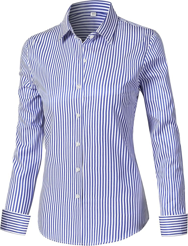 Ruisin Super Soft Wrinkle Free Button Down Shirts for Women Solid Long Sleeve Striped Formal Work... | Amazon (US)