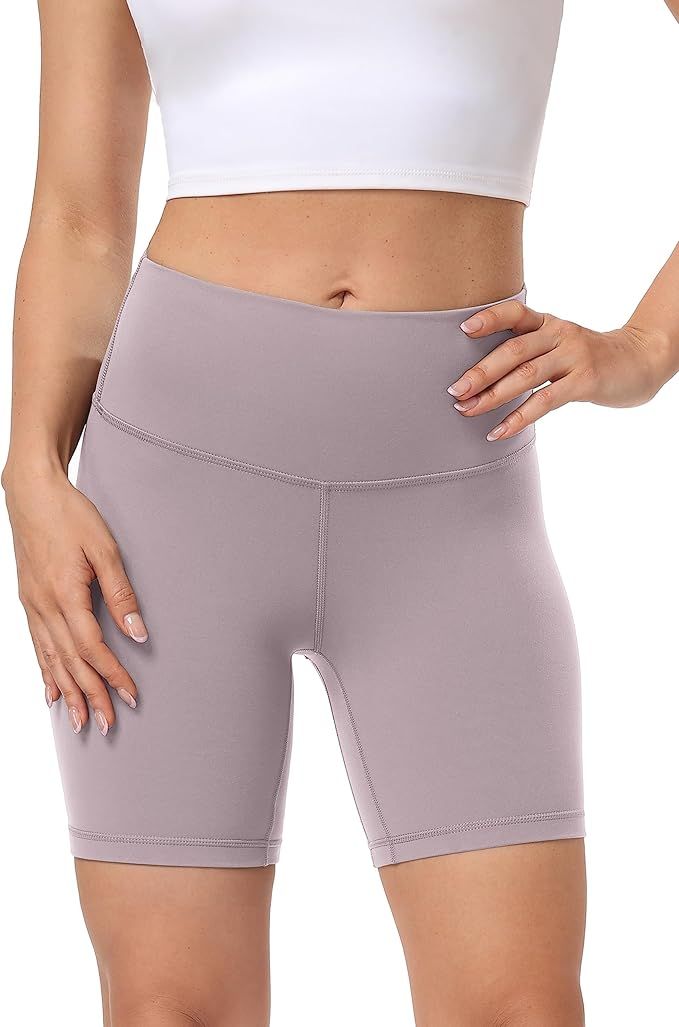 Colorfulkoala Women's Dreamlux High Waisted Yoga Shorts 6" Inseam Workout Tights | Amazon (US)