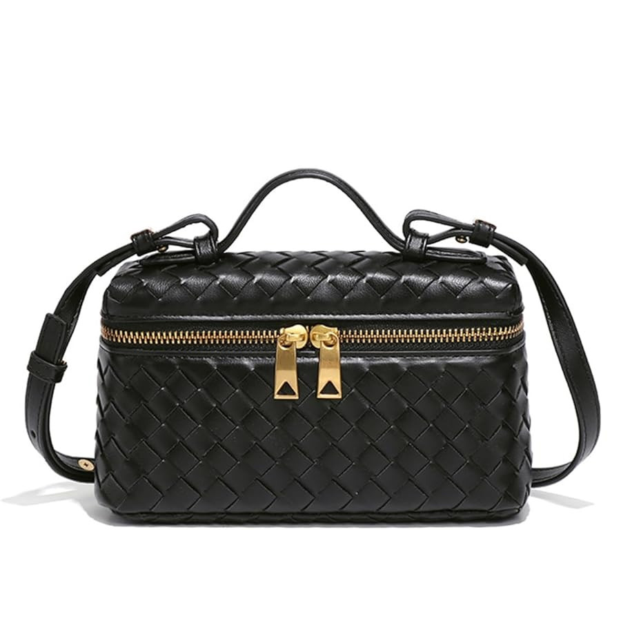 Top-Handle Pouch Handbag for Women Woven Leather Vanity Case Designer Crossbody Bag Shoulder Bag ... | Amazon (US)