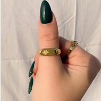 Gold Signet Ring, Monogram Boho Engraved Gift For Her | Etsy (US)