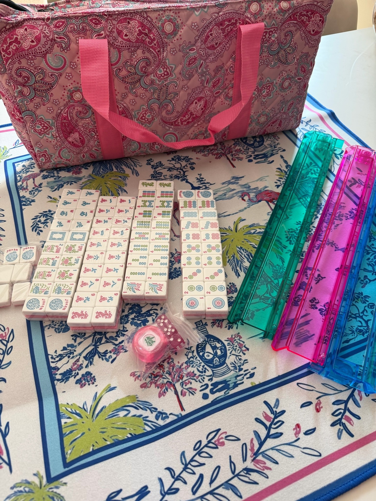 Picking up a new hobby because why not! Affordable Mahjong set for beginners. Tiles are easy to read + cute!