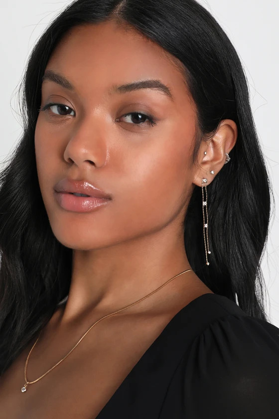 Elegant Angle Gold Rhinestone Drop Earrings | Lulus (US)