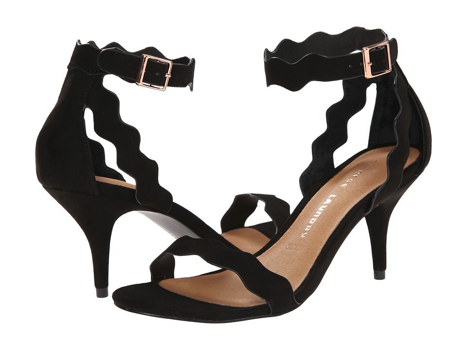 Chinese Laundry - Rubie Scalloped Sandal (Black Suede) High Heels | Zappos
