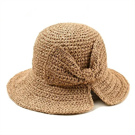 Straw Summer Hats Women Ladies Fashion Foldable Beach Sun Hat Brimmed | Walmart (US)