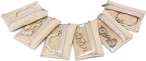 Vlando 6 Pcs Travel Jewelry Organizer Velvet Jewelry Pouch with Zipper Clear Travel Jewelry Bag f... | Amazon (US)