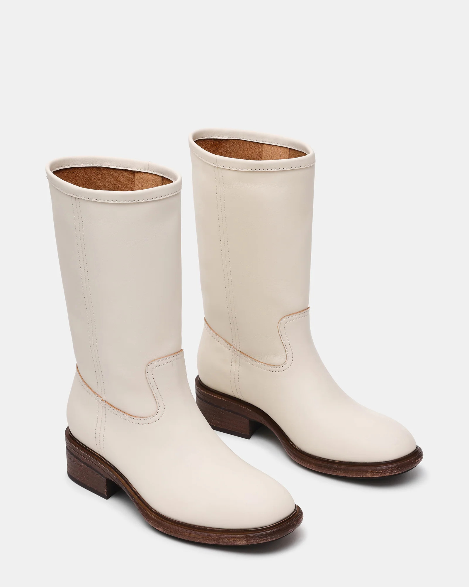 STRAY White Leather Round-Toe Women's Boot | Steve Madden (US)