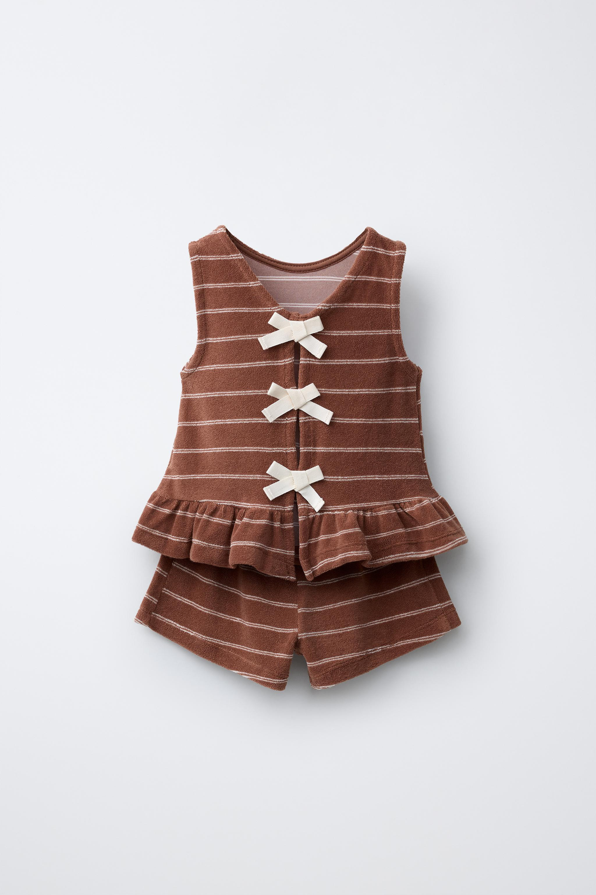 TOWEL EFFECT STRIPED T-SHIRT AND BERMUDA SET | Zara US