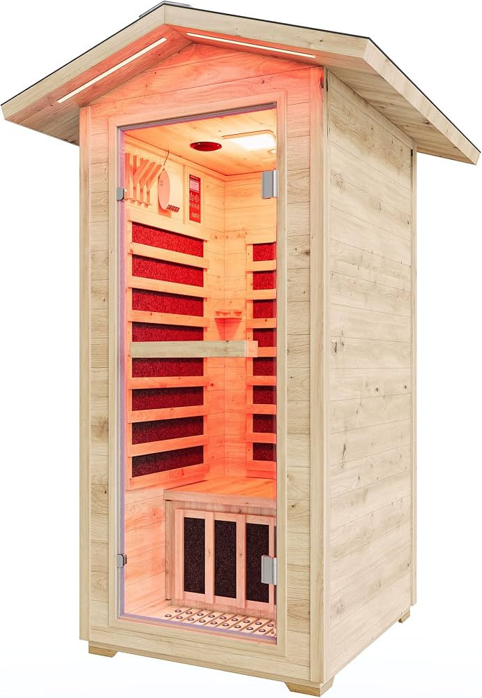 Albott Outdoor Sauna 1 Person, Infrared Saunas for Home, Low EMF 110V Spruce Wood Dry Sauna with ... | Amazon (US)